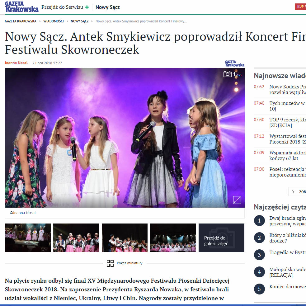Gazeta Krakowska o Skowroneczku 2018
